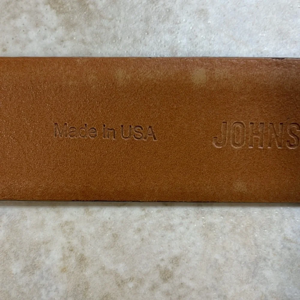 Johnston & Murphy Dress Belt Silver Tone Buckle Made in USA Black Size 38